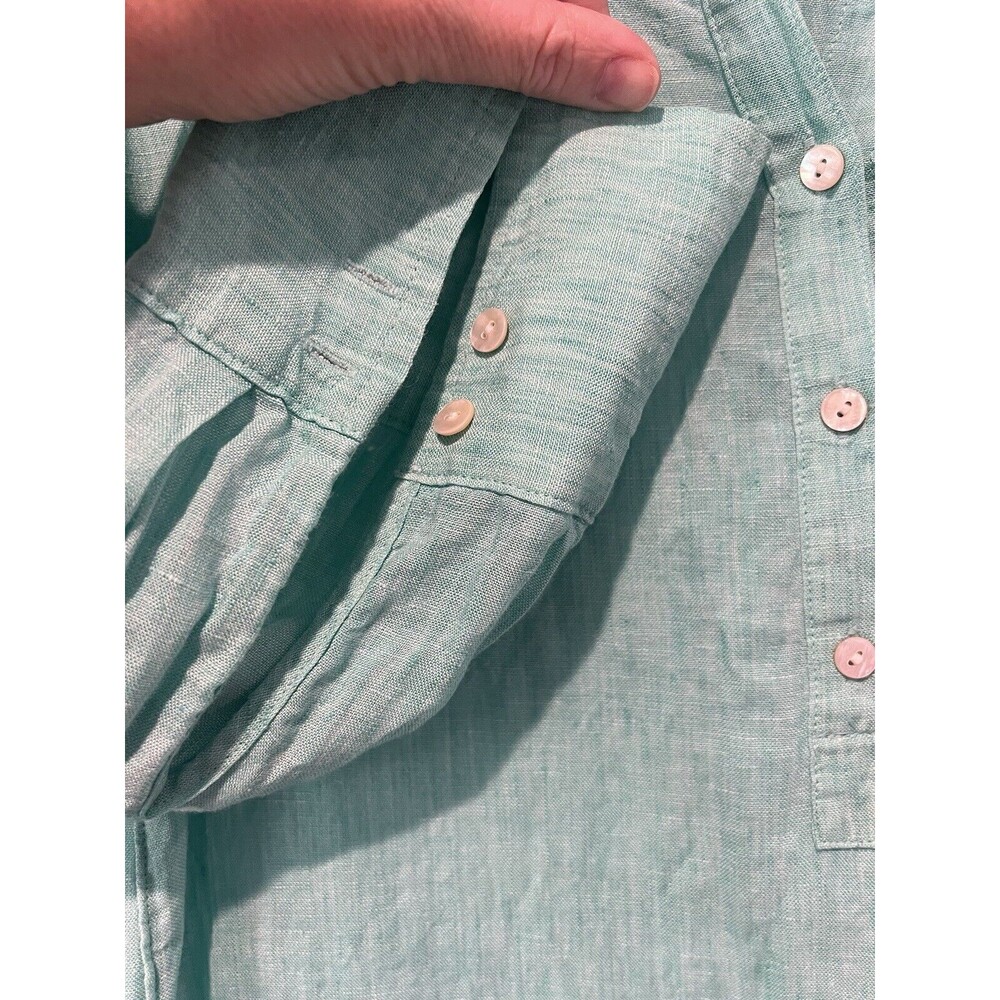 Lily Pulitzer Deanna Linen Popover Resort Collared Green Button Up Size 4 - Picture 4 of 7